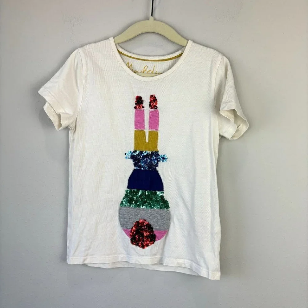 Mini Boden Sequin Bunny Tee 5-6
